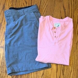 A set of Men's Wet/Dry Shorts and Short Sleeve Tee - Size 40/2XL